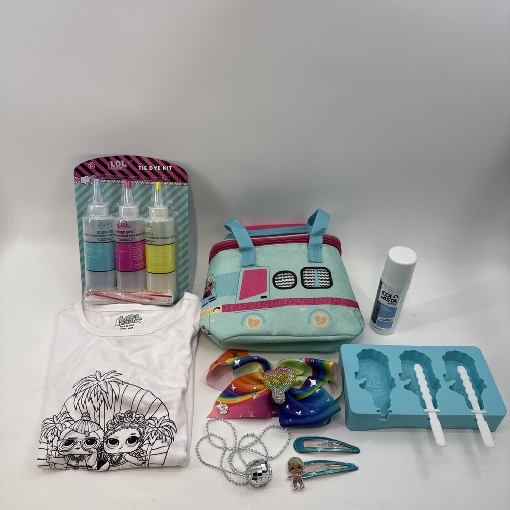 Lot Of Fun Day‎ Items LOL Tie Dye Kit Bag Hair Color Pop Mold & Others